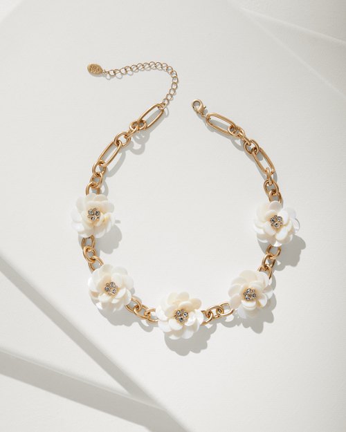 Hibiscus Collection Mother-of-Pearl Statement Necklace