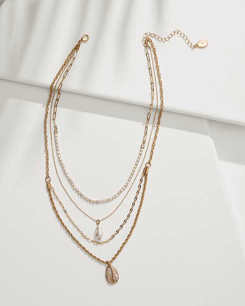 Virgin Gorda Layered Pearl Charm Necklace