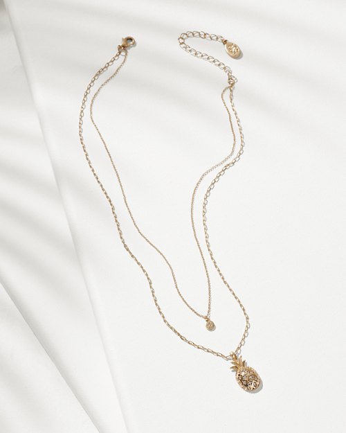 Crystal Collection Gold Pineapple Layered Necklace