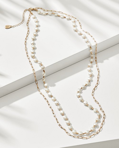 Coastal Treasure Pearl Double-Layered Necklace