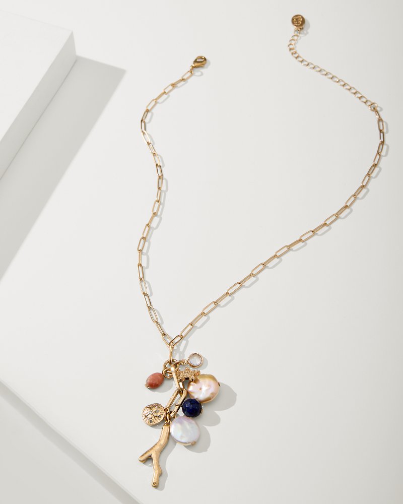 Indigo Bay Semiprecious Stone & Pearl Charm Necklace