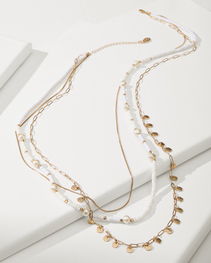 Indigo Bay Heishi & Pearl Layered Long Necklace