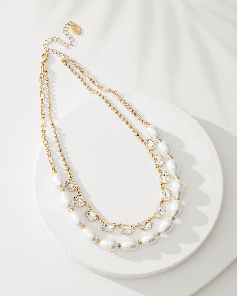 Thumbnail for Tidal Treasure Baroque Pearl and Stone Layered Necklace