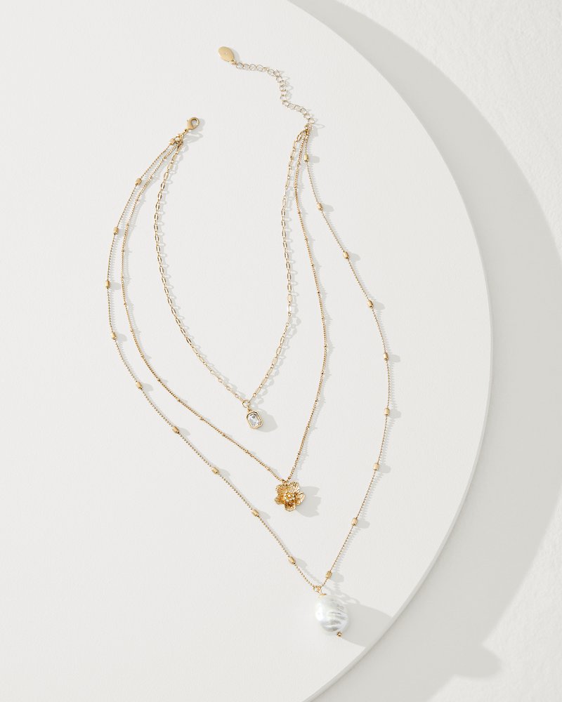 Tidal Treasure Floral Charm Layered Necklace