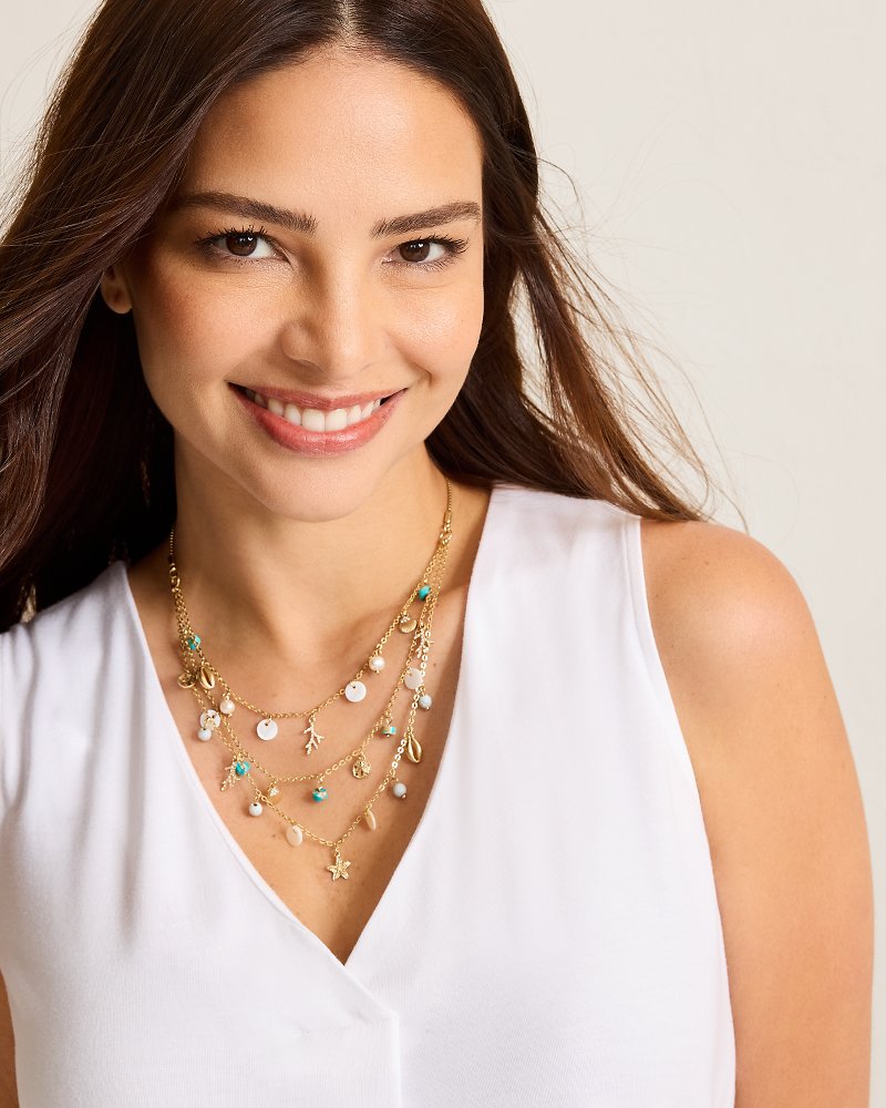 Thumbnail for Coral Isles Semi-Precious Stone & Pearl Layered Necklace