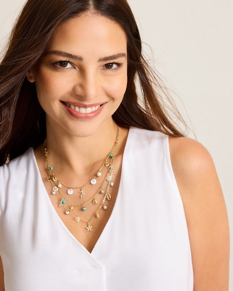 Coral Isles Semi-Precious Stone & Pearl Layered Necklace