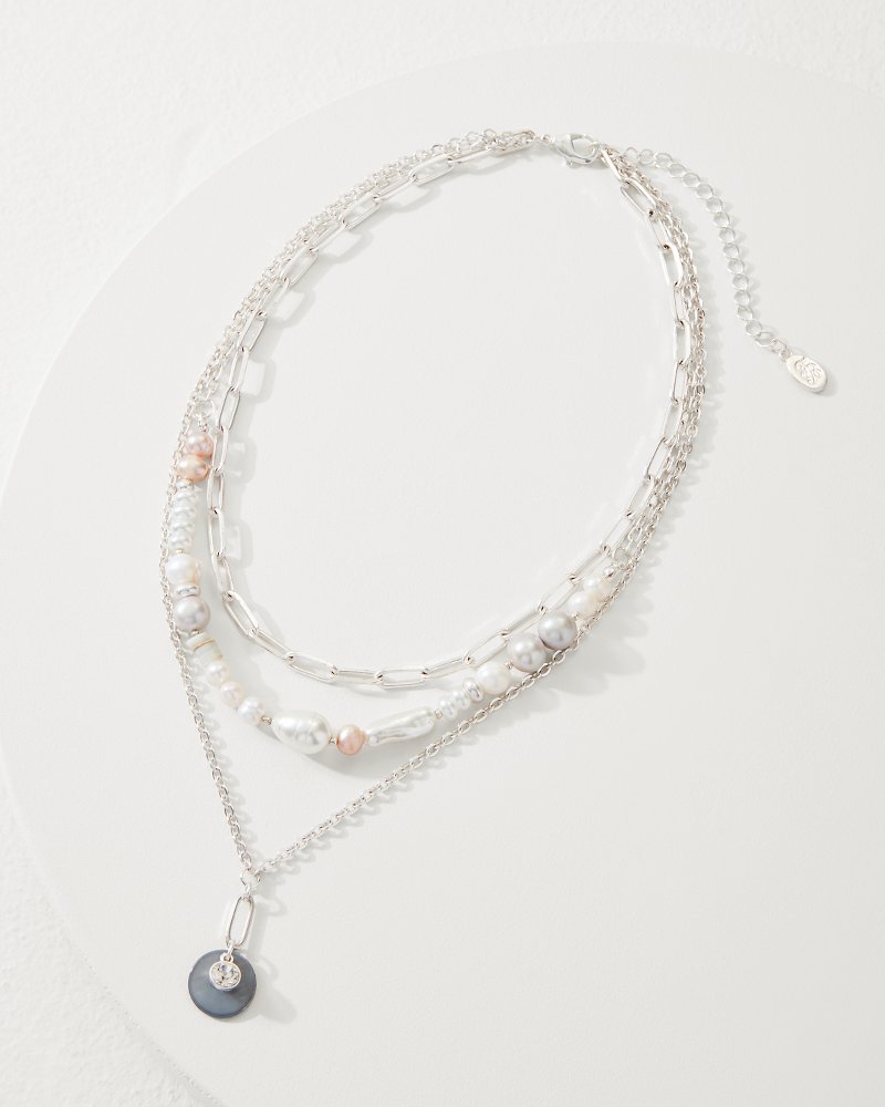 Oasis Essence Pearl & Heishi Bead Layered Necklace