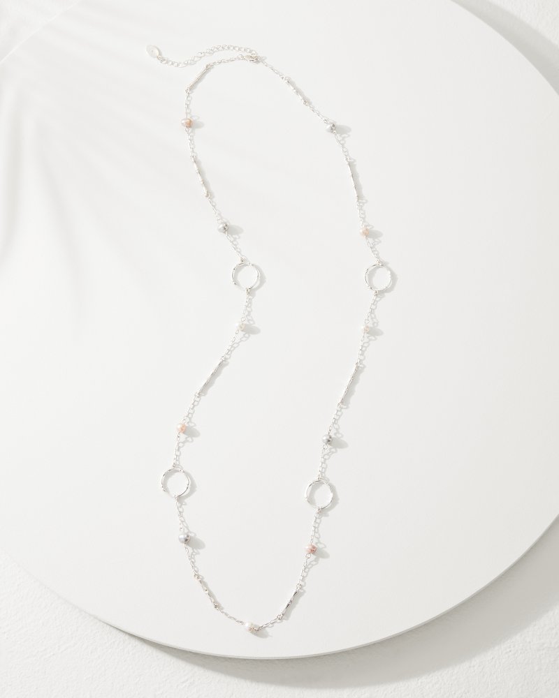 Oasis Essence Bamboo & Pearl Station Necklace