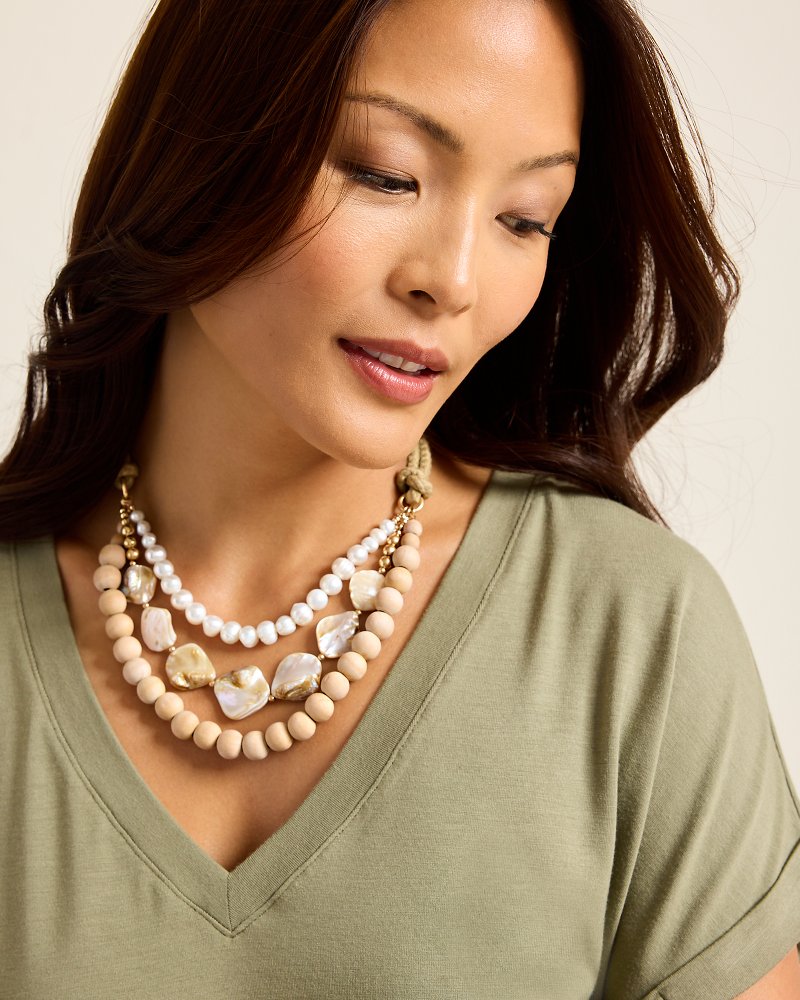 Indigo Shore Mother of Pearl Shell Statement Necklace