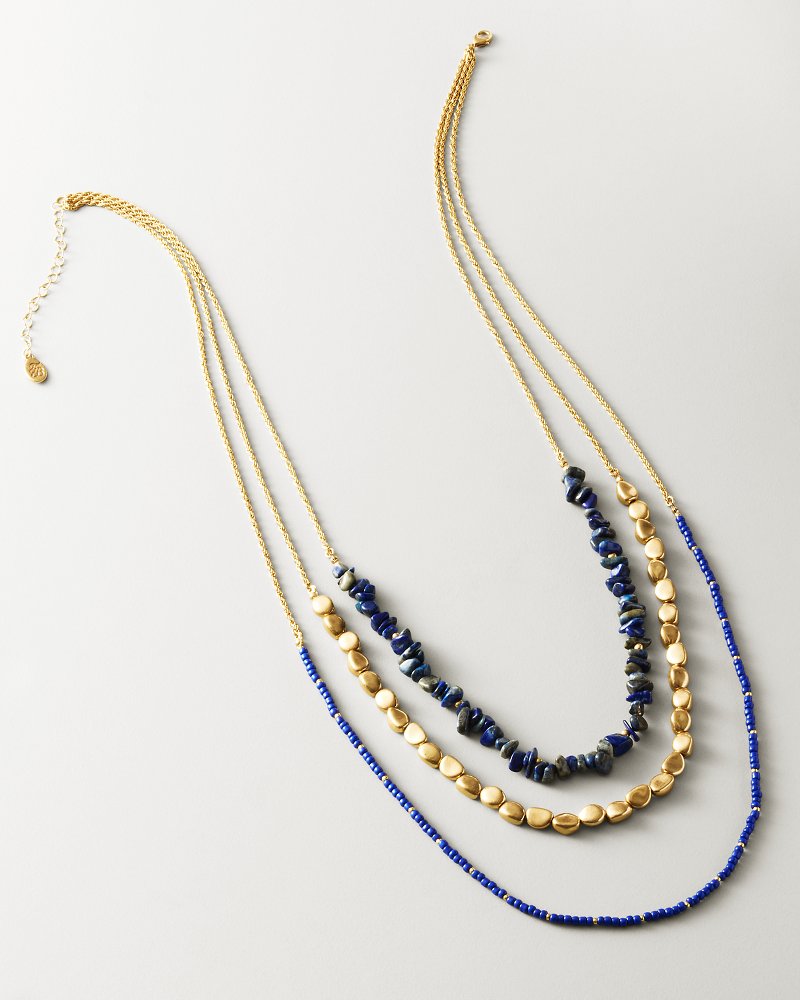 Sapphire Seas Beaded Layered Necklace