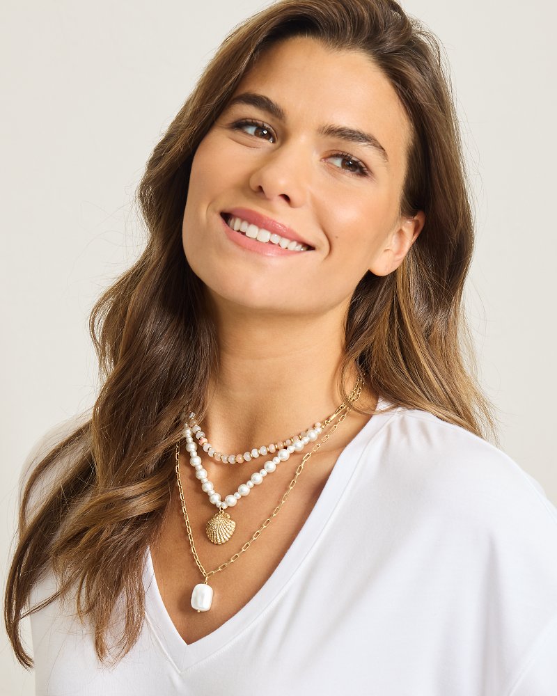 Thumbnail for Rose Coast Mixed Material Statement Necklace