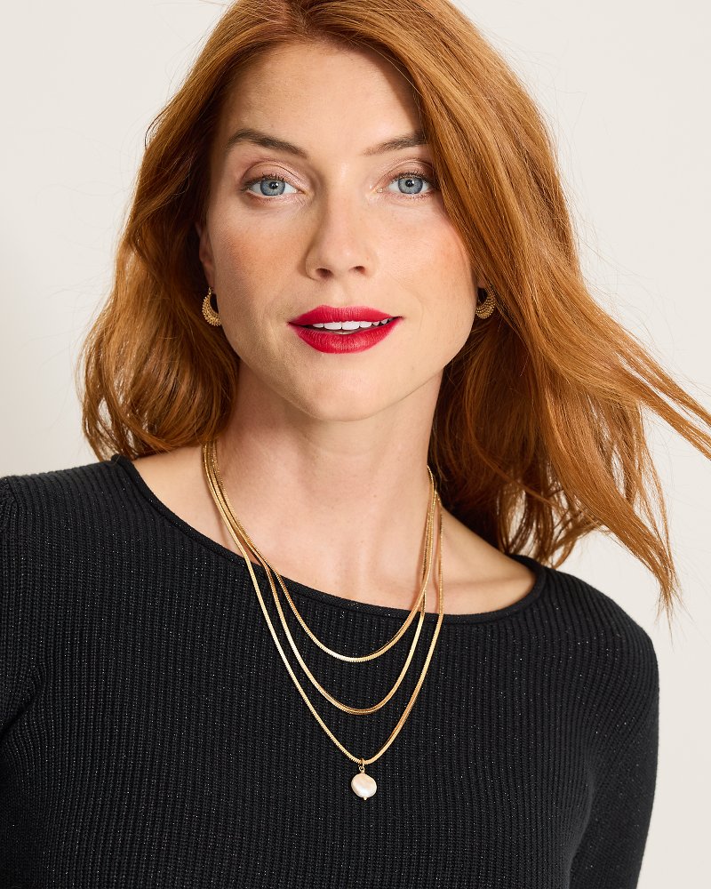 Midnight Cove Pearl Layered Chain Necklace