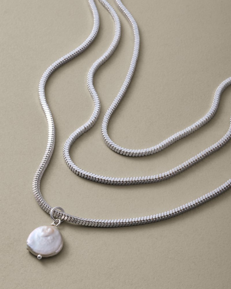 Thumbnail for Silver Coast Pearl Layered Chain Necklace