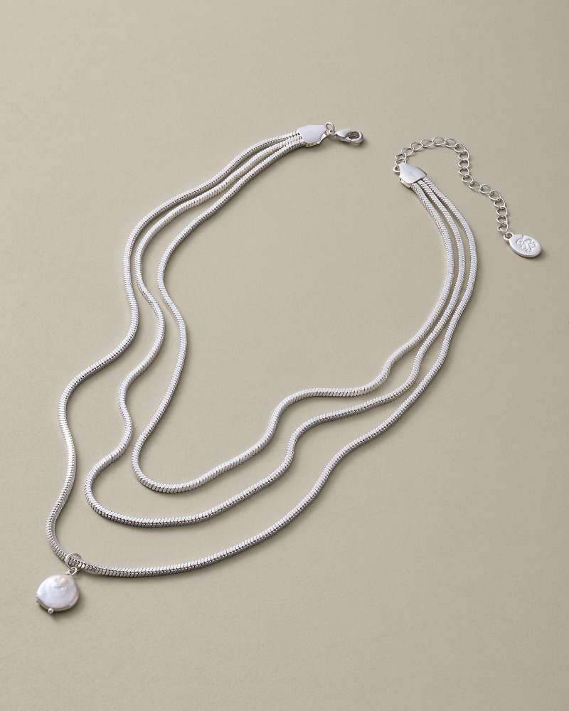 Silver Coast Pearl Layered Chain Necklace