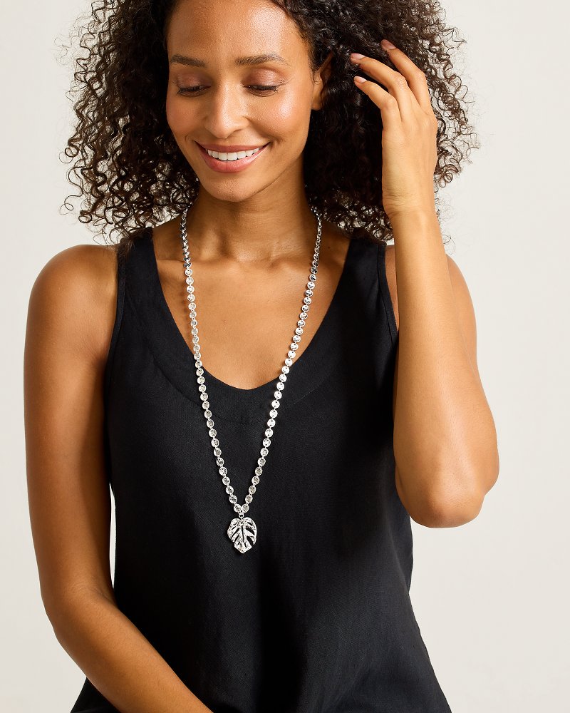 Silver Coast Monstera Pendant Necklace