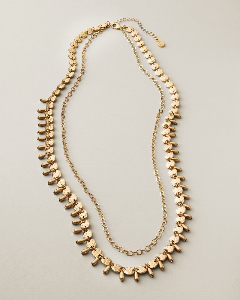Pacifica Palm Hammered Disc Layered Necklace
