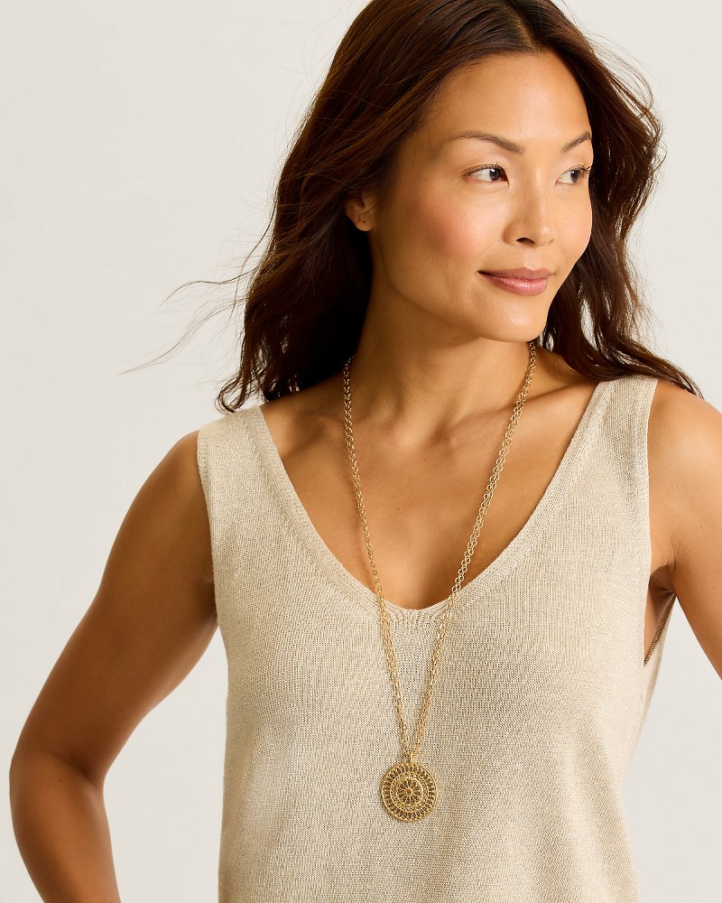 Pacifica Palm Openwork Pendant Necklace