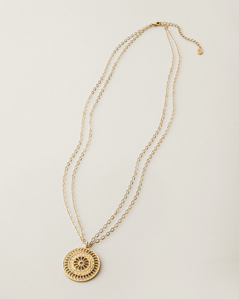 Pacifica Palm Openwork Pendant Necklace