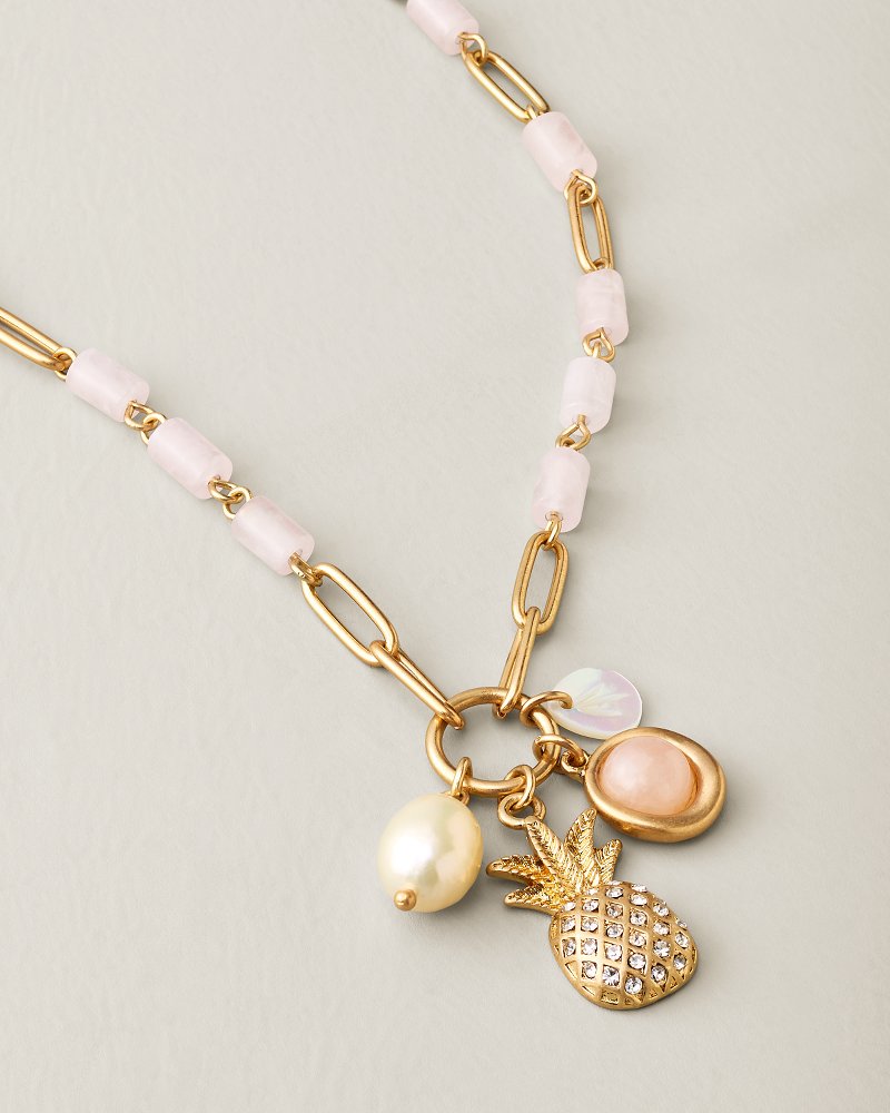 Hibiscus Bliss Pineapple Multi-Charm Pendant Necklace