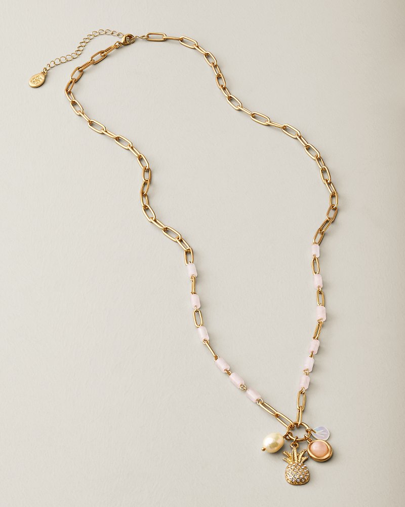 Hibiscus Bliss Pineapple Multi-Charm Pendant Necklace
