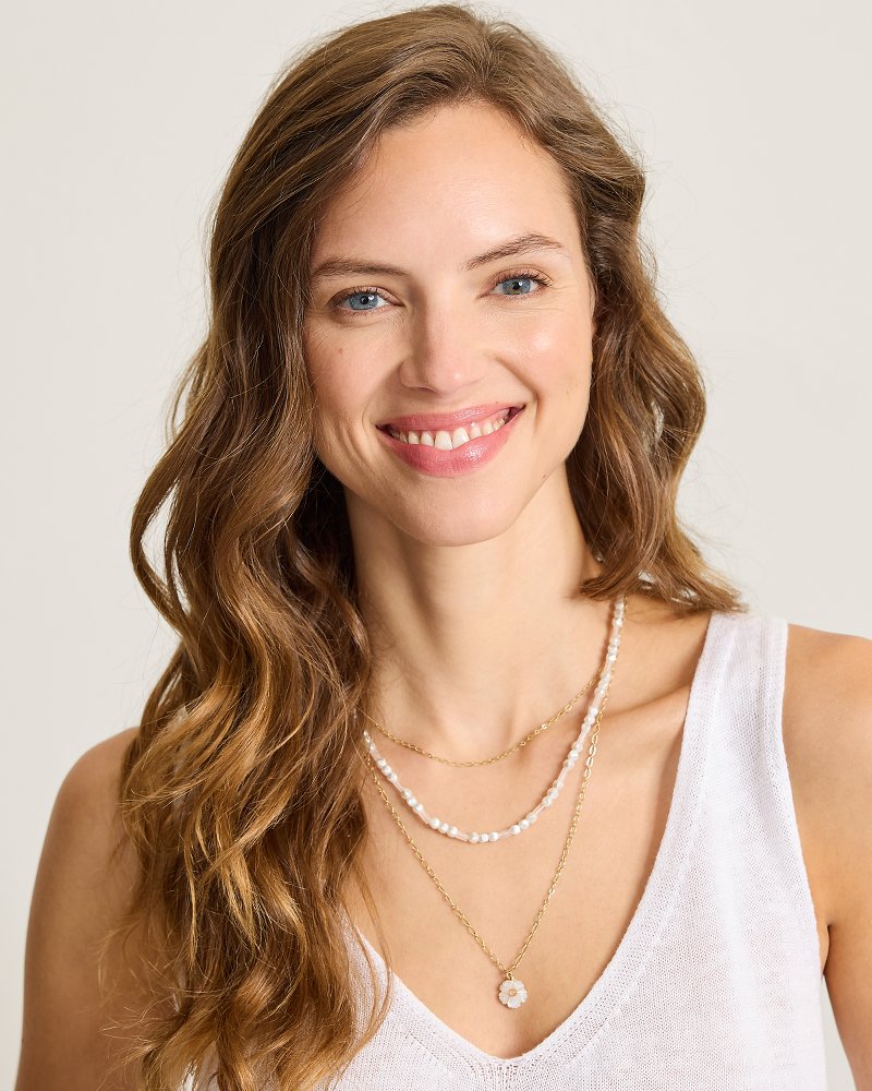 Celestial Sea Mother of Pearl Flower Layered Necklace