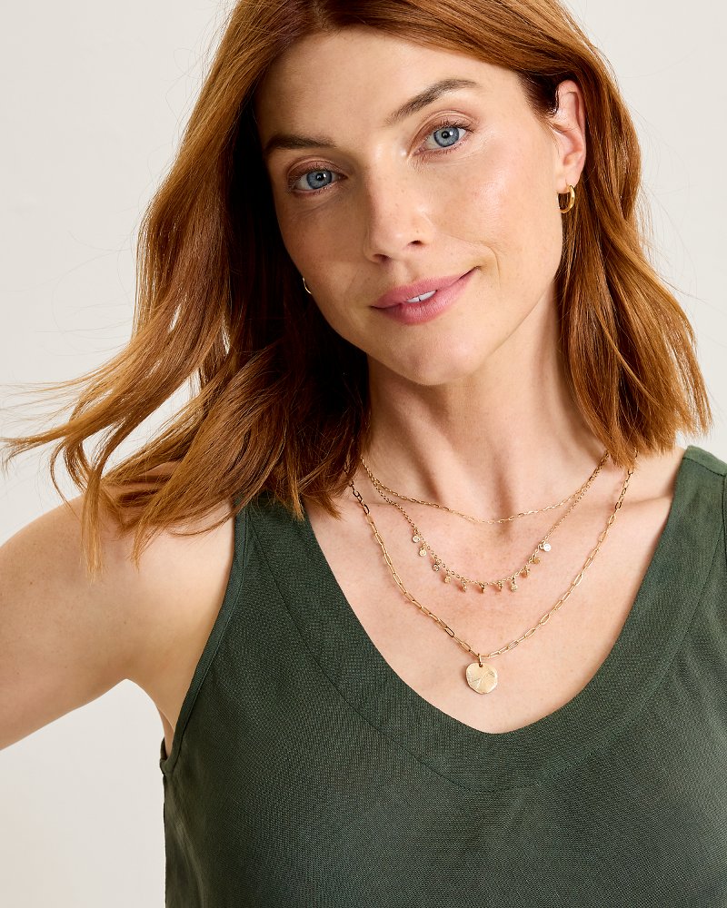 Celestial Sea Hammered Disc Layered Necklace