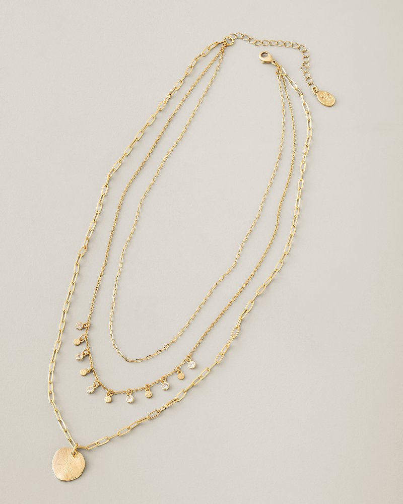 Celestial Sea Hammered Disc Layered Necklace