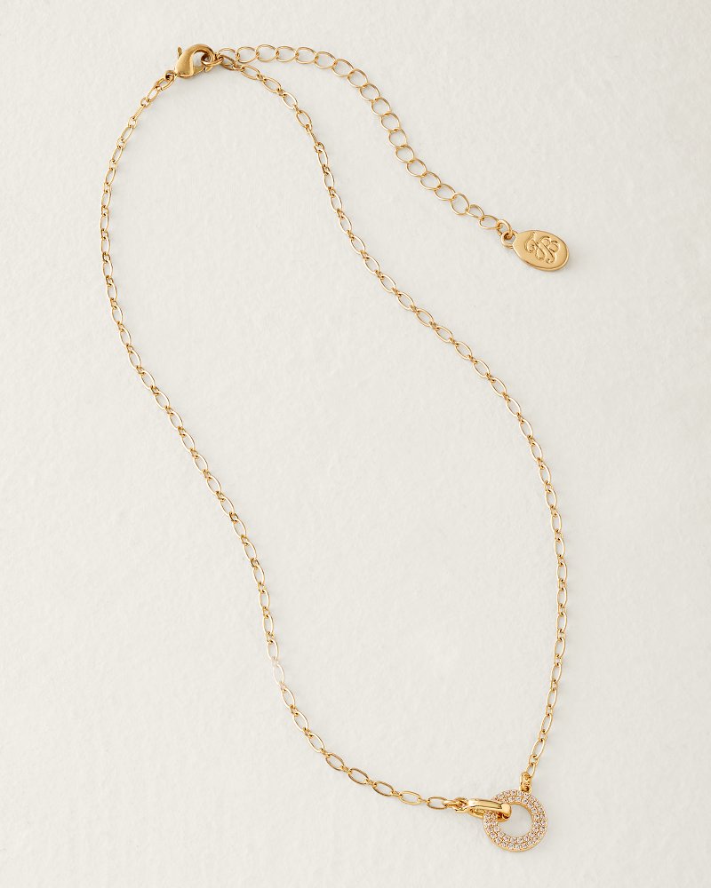 Hibiscus Charm Pave Linked Necklace