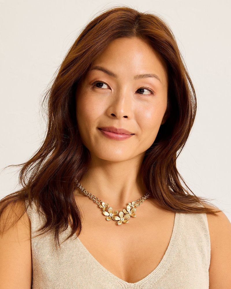 Hibiscus Charm Flower Statement Necklace