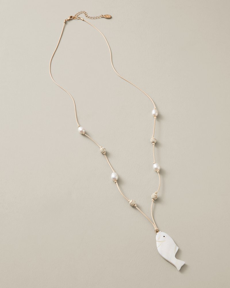 Sunset Tides Mother of Pearl Fish Pendant Necklace