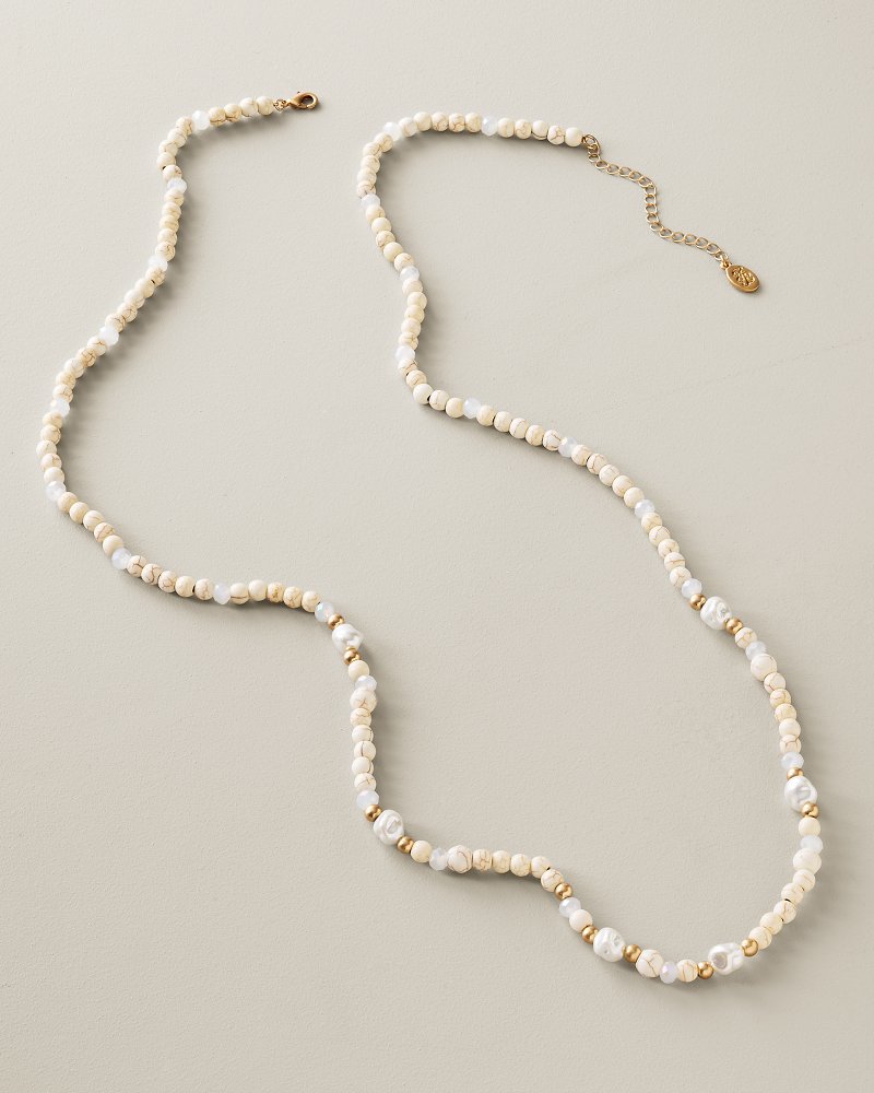 Harbor Glow Howlite Beaded Long Necklace