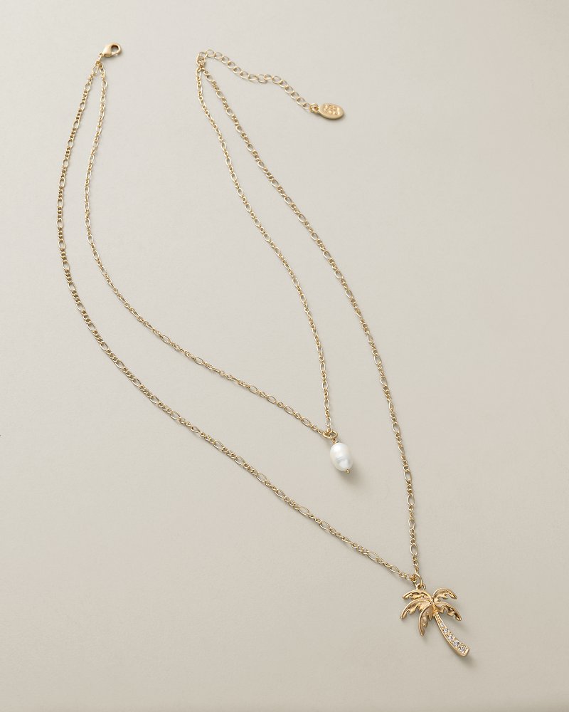 Sunset Tides Palm Tree Layered Necklace
