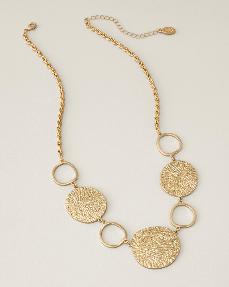 Marina Sol Textured Disc Statement Necklace