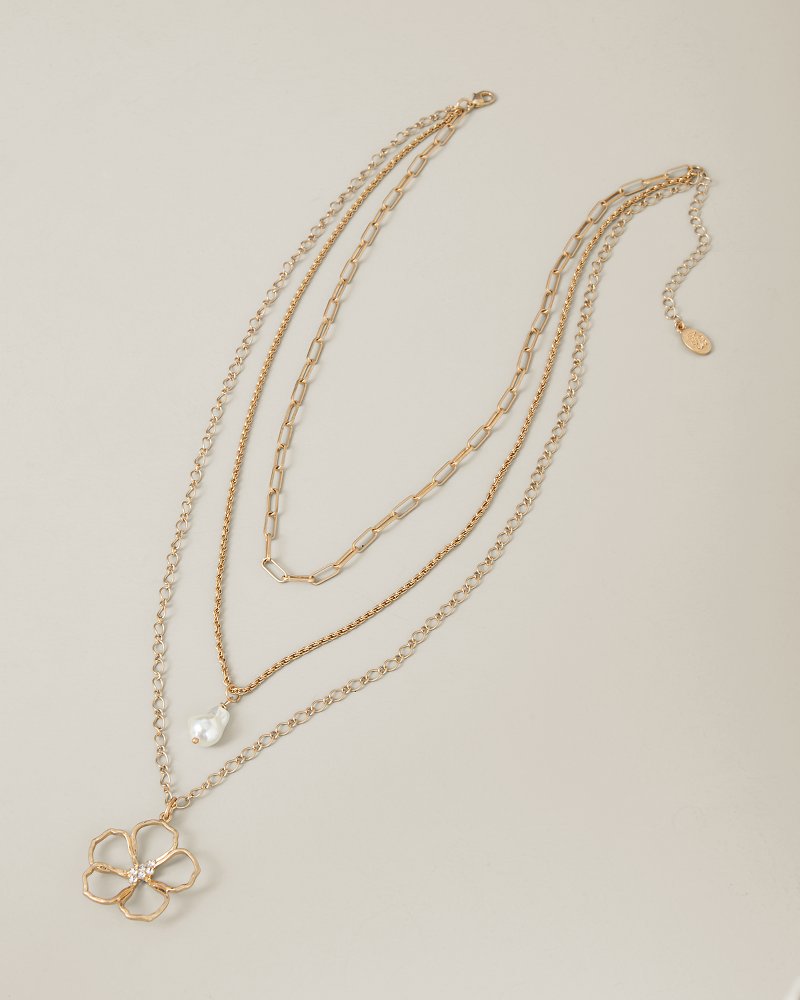 Sunset Tides Hibiscus Pendant Layered Necklace