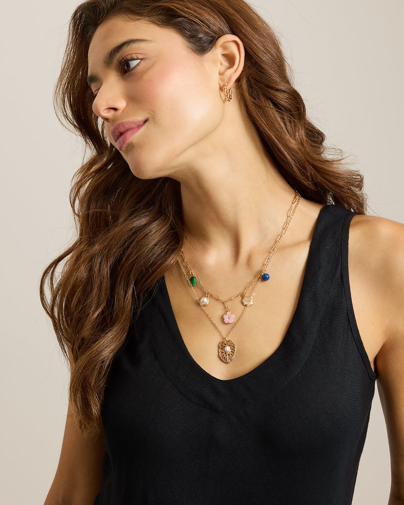 Ocean Blossom Semi-Precious Stone Charm Necklace