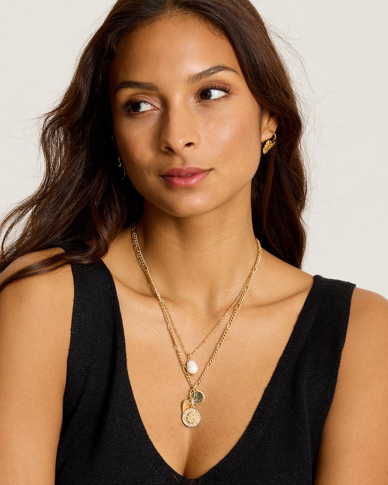 Coastal Heirloom Abalone Shell & Charm Layered Necklace