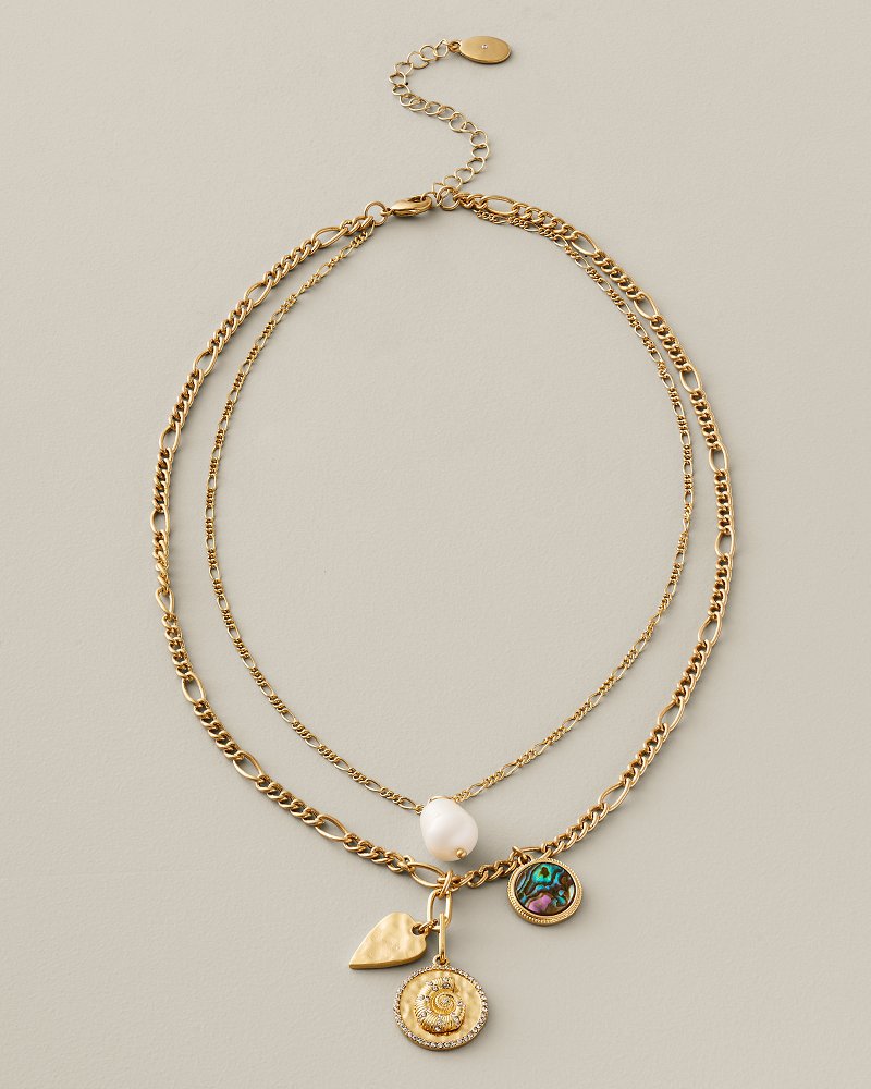 Coastal Heirloom Abalone Shell & Charm Layered Necklace
