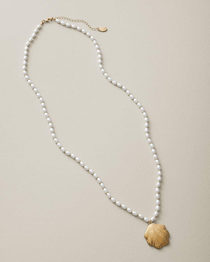 Ocean Blossom Long Pearl Shell Necklace