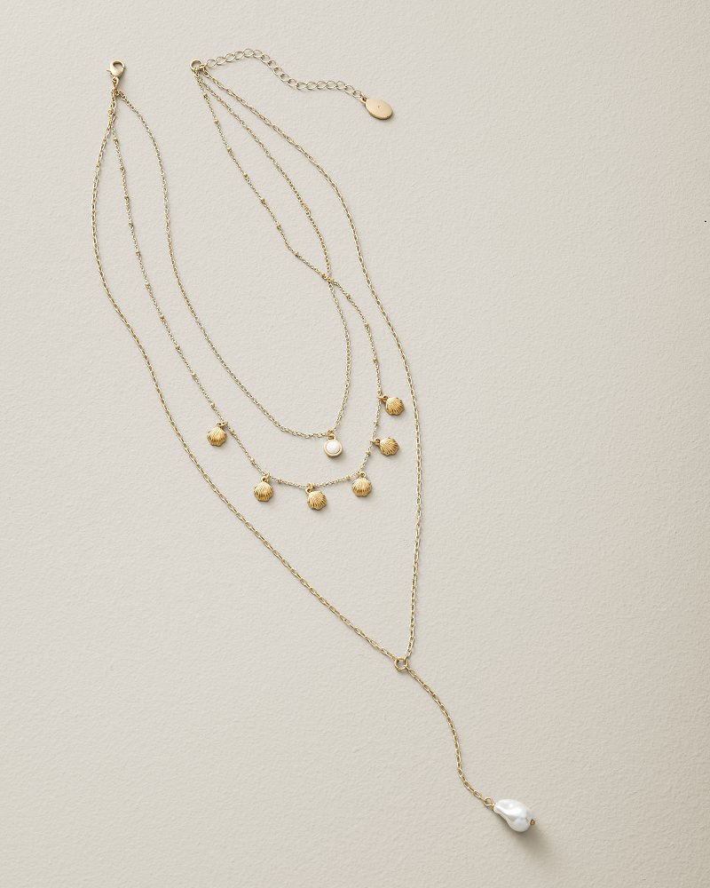 Ocean Blossom Metal Shell Layered Necklace