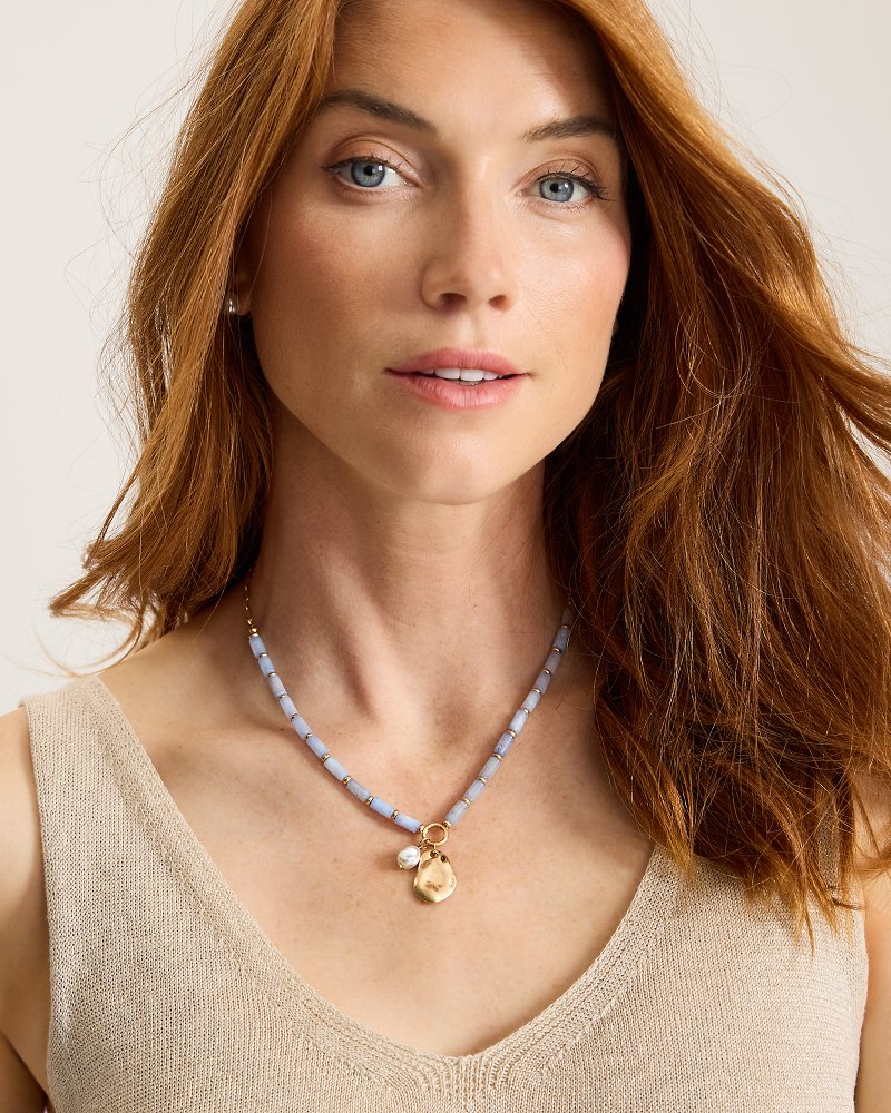 Palm Garden Beaded Charm Necklace