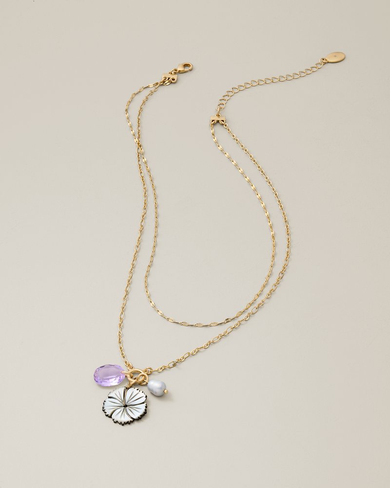 Midnight Cove Hibiscus Charm Layered Necklace
