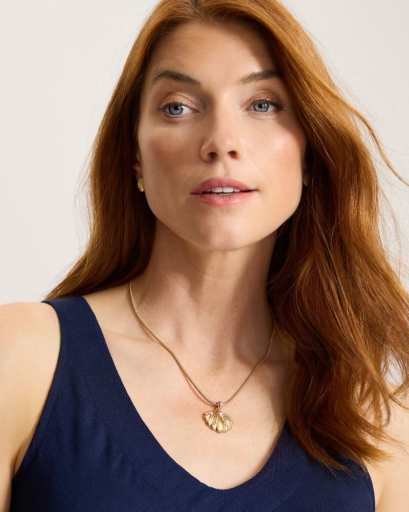 Midnight Cove Pearl & Stone Shell Pendant Necklace