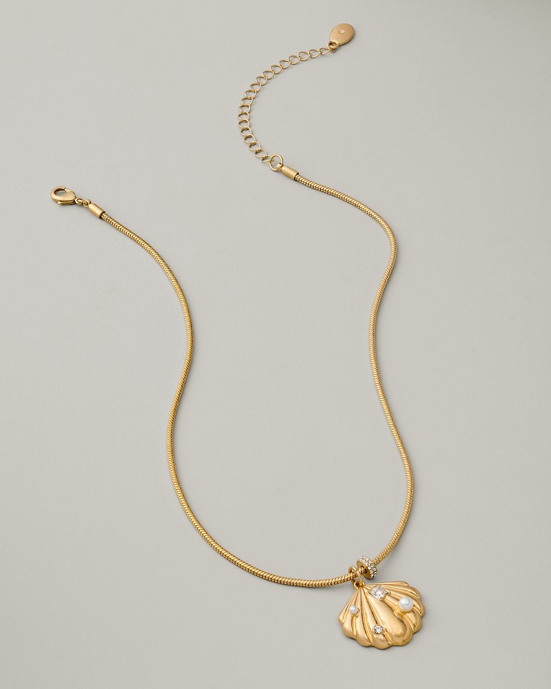 Midnight Cove Pearl & Stone Shell Pendant Necklace