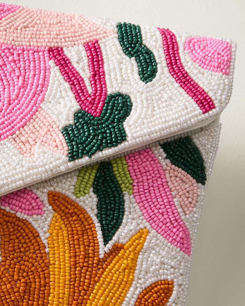 Pink Flower Explosion Beaded Clutch