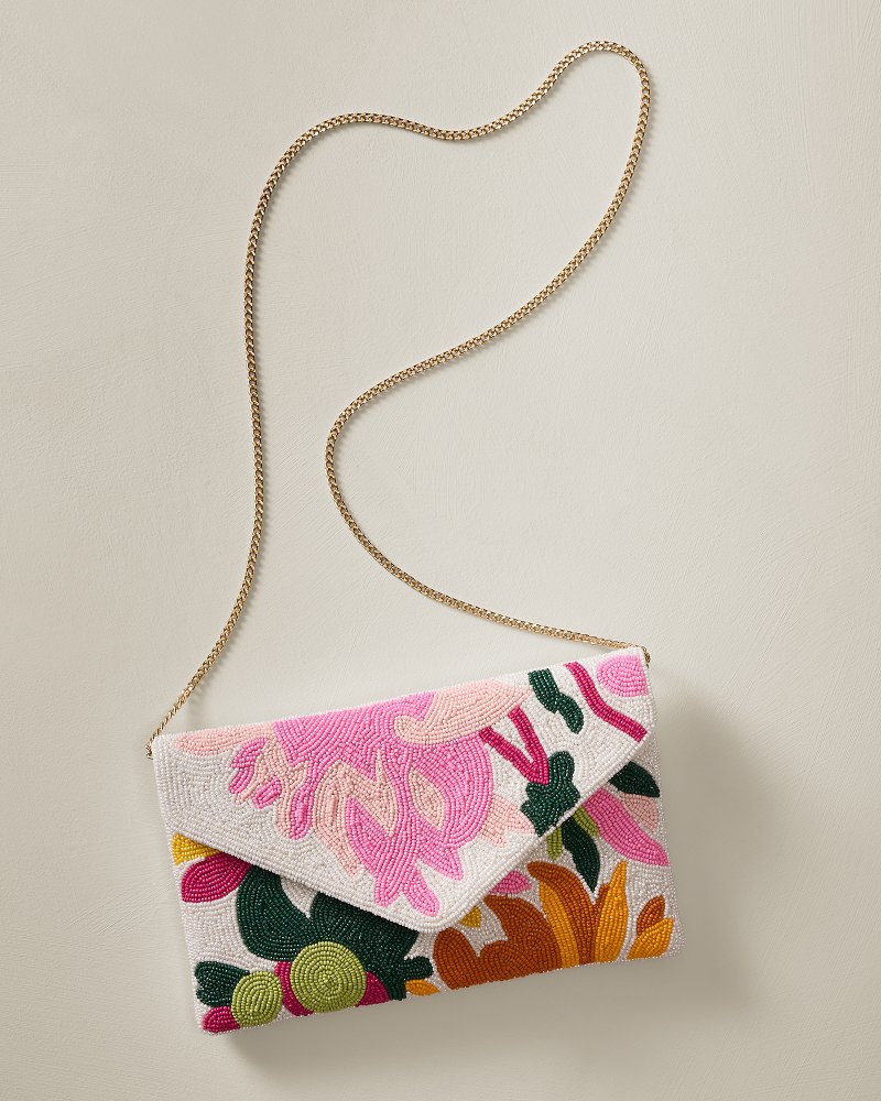 Pink Flower Explosion Beaded Clutch