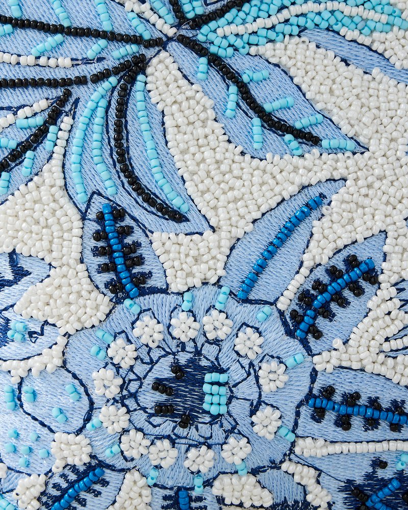 Blue Bamboo Beaded Clutch