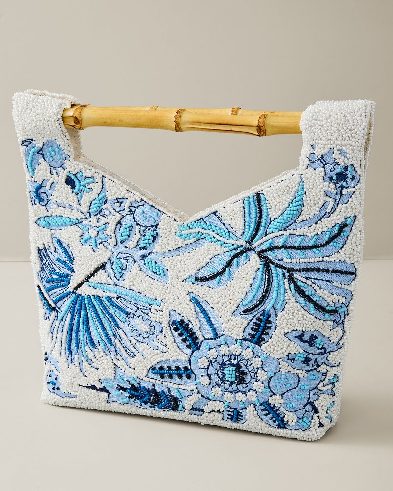 Blue Bamboo Beaded Clutch