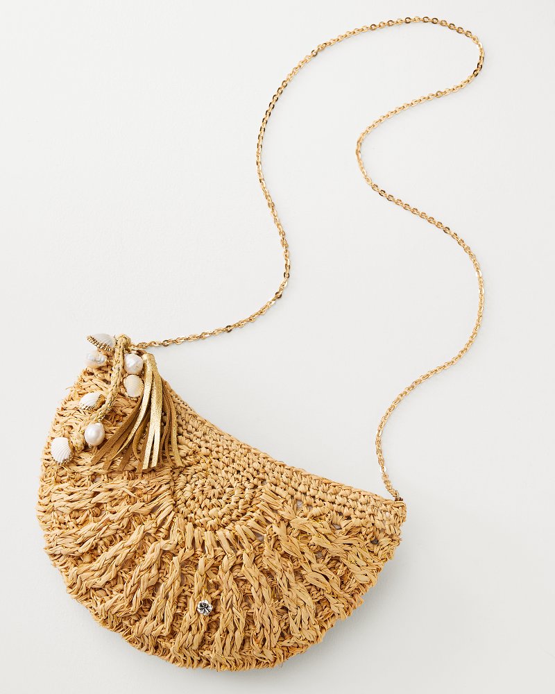 Parma Lux Metallic Crochet Raffia Clutch