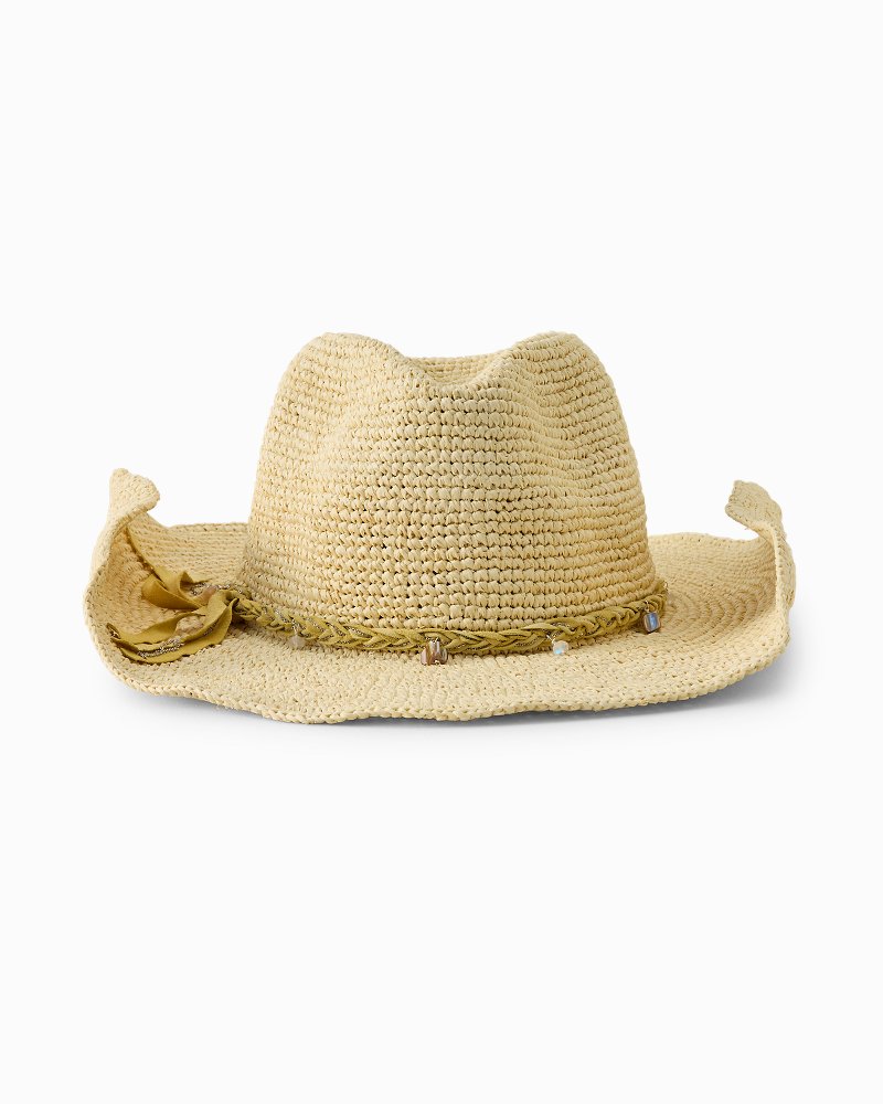 Patsy Crochet Raffia Packable Cowboy Hat