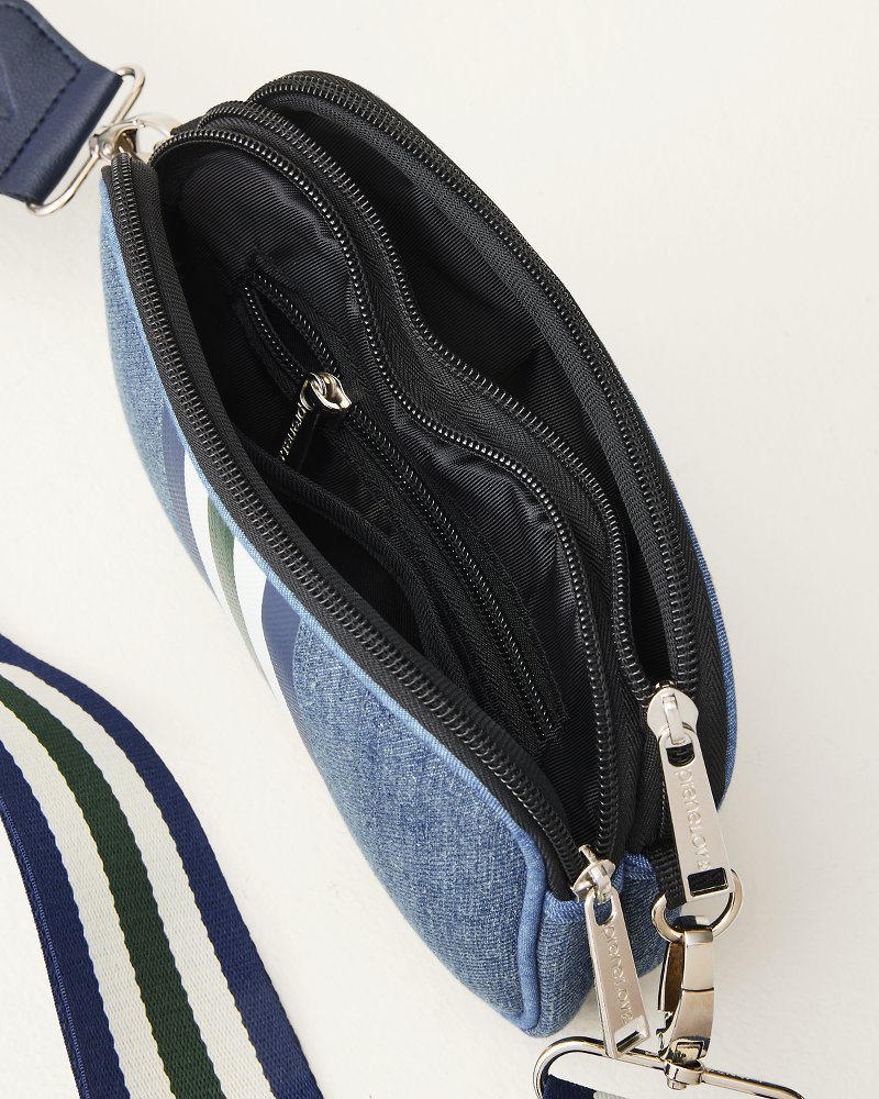 Thumbnail for Denim Dual-Zip Crossbody Bag